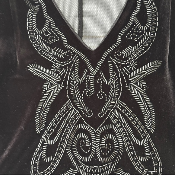 Beaded Black Mesh Long Sleeve Top Size 10 - Picture 3 of 9